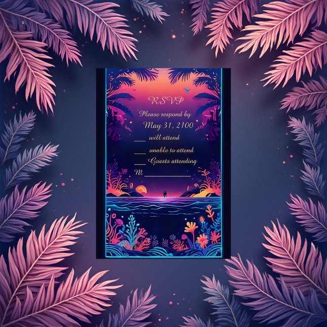 cartão rsvp de casamento do vibe da costa azul (Criador carregado)