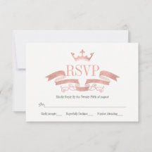 Cartão RSVP de Casamento Dourado Clássico de Crest