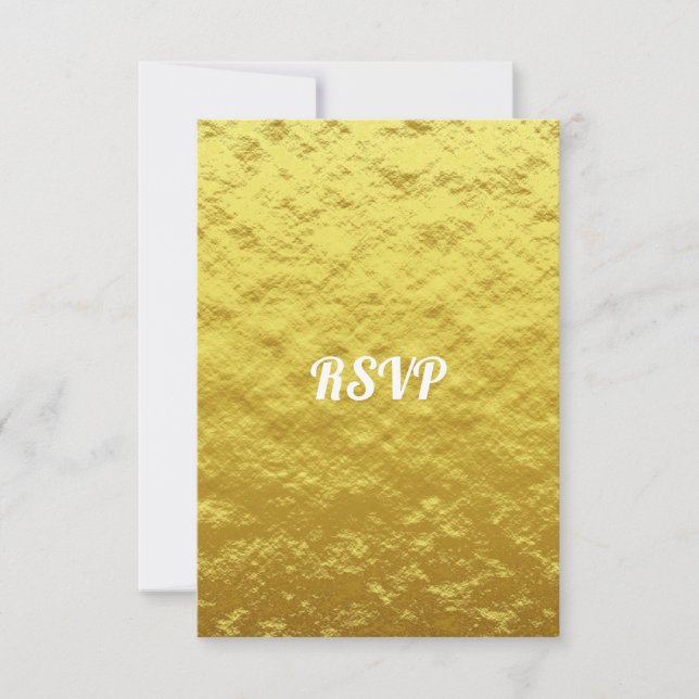 Cartão RSVP de Casamento Dourado Elegante Simples (Frente)