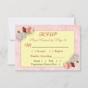 Cartão RSVP de Casamento Dourado Rosa Rosa Brilha