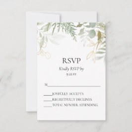 Cartão RSVP de Casamento Dourado Watercolor Greene