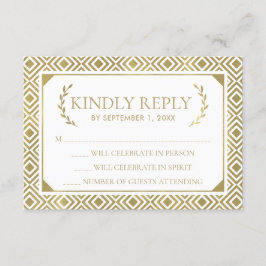 Cartão RSVP de Casamento Elegância Grego, Dourado