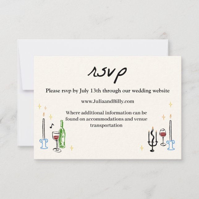 Cartão RSVP de Casamento Elegante (Frente)