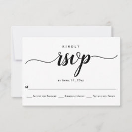 Cartão RSVP de casamento elegante com caligrafia