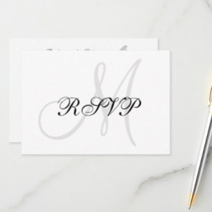 Cartão RSVP de Casamento Elegante com Monograma