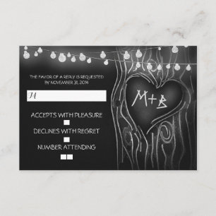 Cartão RSVP de casamento elegante de árvore chalkb