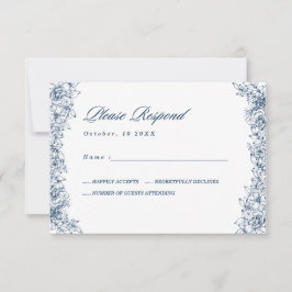Cartão RSVP de Casamento Elegante de Flor Branco A