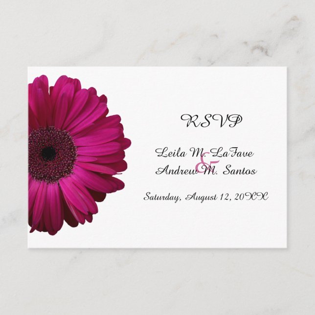 Cartão RSVP de Casamento Elegante de Gerbera Daisy (Frente)