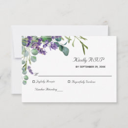 Cartão RSVP de Casamento Elegante de lavanda e Euc