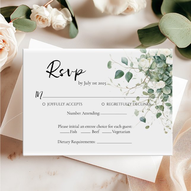 Cartão RSVP de Casamento Elegante e rosa (Criador carregado)