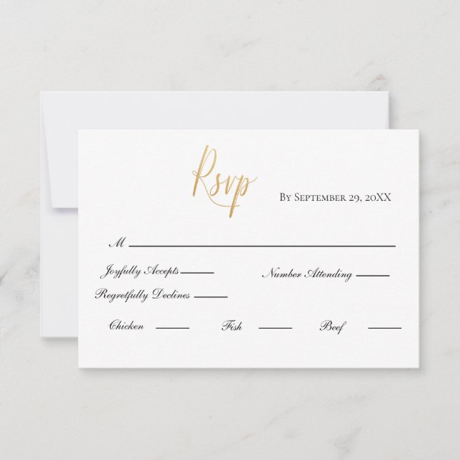 Cartão RSVP de Casamento Elegante Elegante de Scri (Frente)