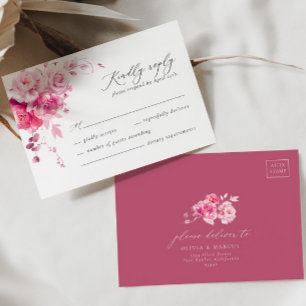 Cartão RSVP de Casamento Elegante Elegante Floral