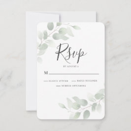 Cartão RSVP de Casamento Elegante Eucalyptus Green