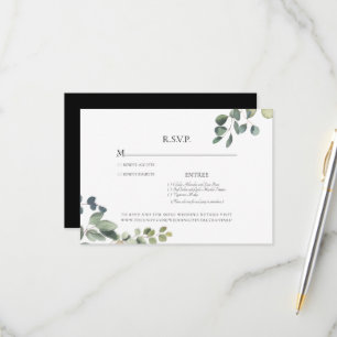 Cartão RSVP de Casamento Elegante Grace Eucalyptu