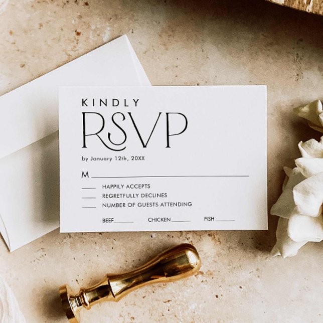 Cartão RSVP de Casamento Elegante mínimo (Simple Elegant Wedding RSVP card)