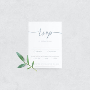 Cartão RSVP de Casamento Elegante Moderno Dusty Bl