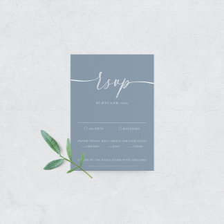 Cartão RSVP de Casamento Elegante Moderno Dusty Bl