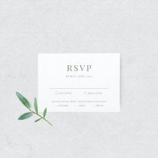 Cartão RSVP de Casamento Elegante Moderno Sage Gre