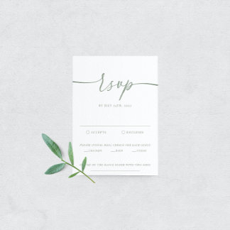 Cartão RSVP de Casamento Elegante Moderno Sage Gre