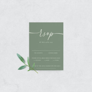 Cartão RSVP de Casamento Elegante Moderno Sage Gre