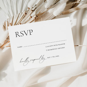Cartão RSVP de Casamento Elegante Preto e Branco