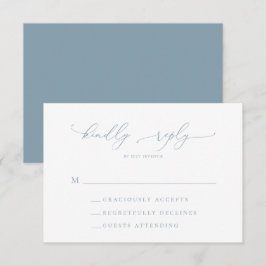 Cartão RSVP de Casamento Elegante Simples Dusty Bl