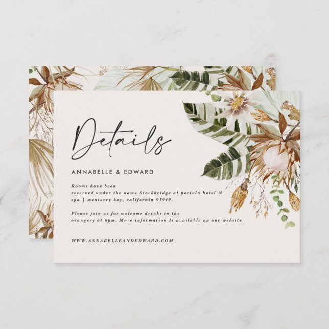 Cartão RSVP de casamento elegante tropical moderno (Frente/Verso)