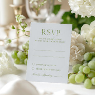 Cartão RSVP de Casamento Elegante Verde Azul e Sag