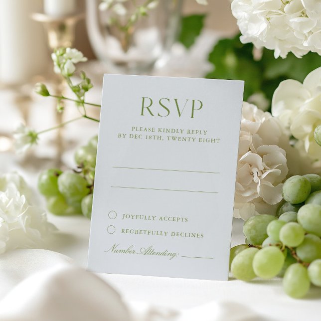 Cartão RSVP de Casamento Elegante Verde Azul e Sag (Light Blue & Sage Green Elegant Wedding RSVP Card)