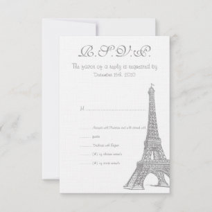 Cartão RSVP de Casamento em Paris