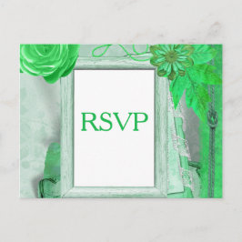 Cartão RSVP de Casamento em verde