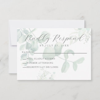 Cartão RSVP de Casamento Eucalyptus Greenery