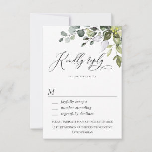 Cartão RSVP de Casamento Eucalyptus Greenery Water