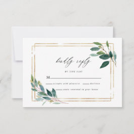 Cartão RSVP de Casamento Eucalyptus Leaf Dourado