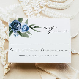 Cartão RSVP de Casamento Floral Azul MILENA Dusty