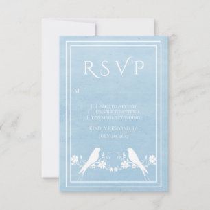 Cartão RSVP de Casamento Floral Blue Lovebird