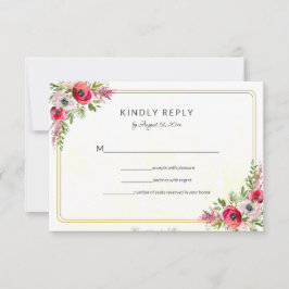 Cartão RSVP de Casamento Floral Bohemian