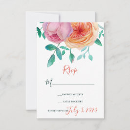 Cartão RSVP de Casamento Floral Bohemian Bold
