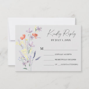 Cartão RSVP de Casamento Floral Boho