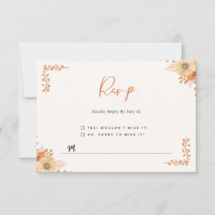 Cartão RSVP de Casamento Floral Boho Chic