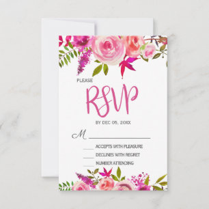 Cartão RSVP de Casamento Floral Botânico de Fuch