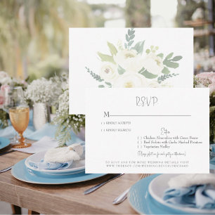 Cartão RSVP de Casamento Floral Branco