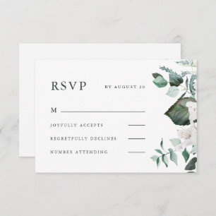 Cartão RSVP de Casamento Floral Branco Bonito