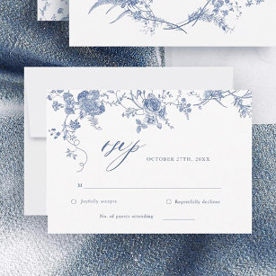 Cartão RSVP de Casamento Floral Clássico Vitoriano