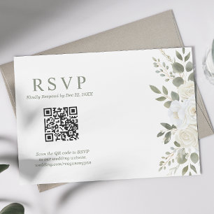 Cartão RSVP de Casamento Floral de Casamento de Iv