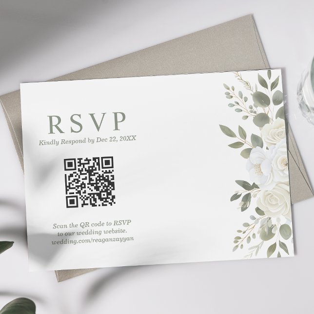 Cartão RSVP de Casamento Floral de Casamento de Iv (Criador carregado)
