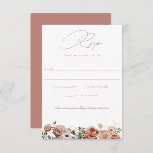 Cartão RSVP de Casamento Floral de Dusty Rosa Autu