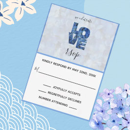 Cartão RSVP de Casamento Floral de Hydrangea Blue 