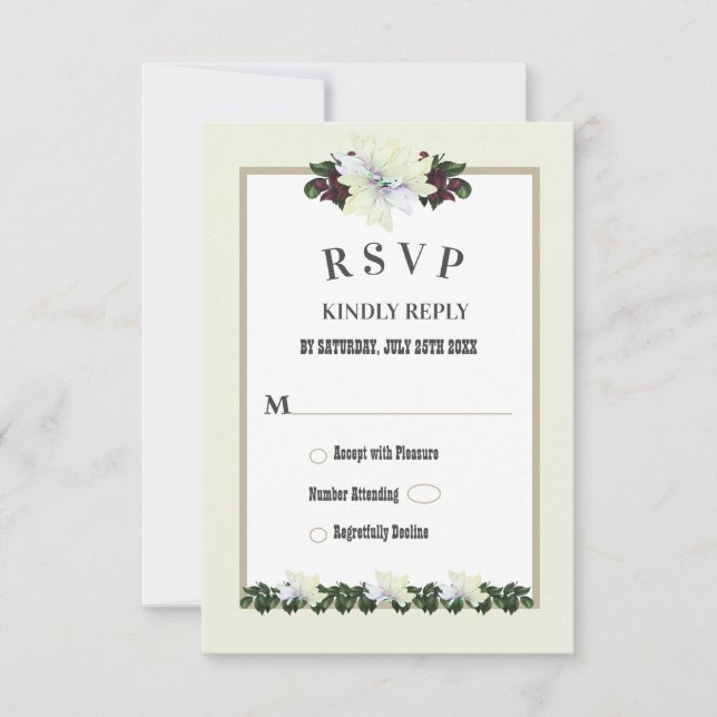 Cartão RSVP de Casamento Floral de Magnolia Greene (Frente)