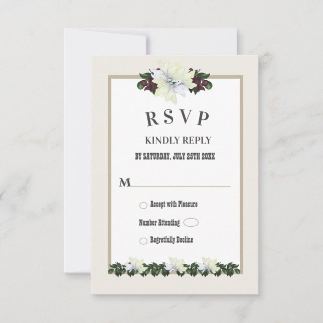 Cartão RSVP de Casamento Floral de Magnolia Greene (Frente)